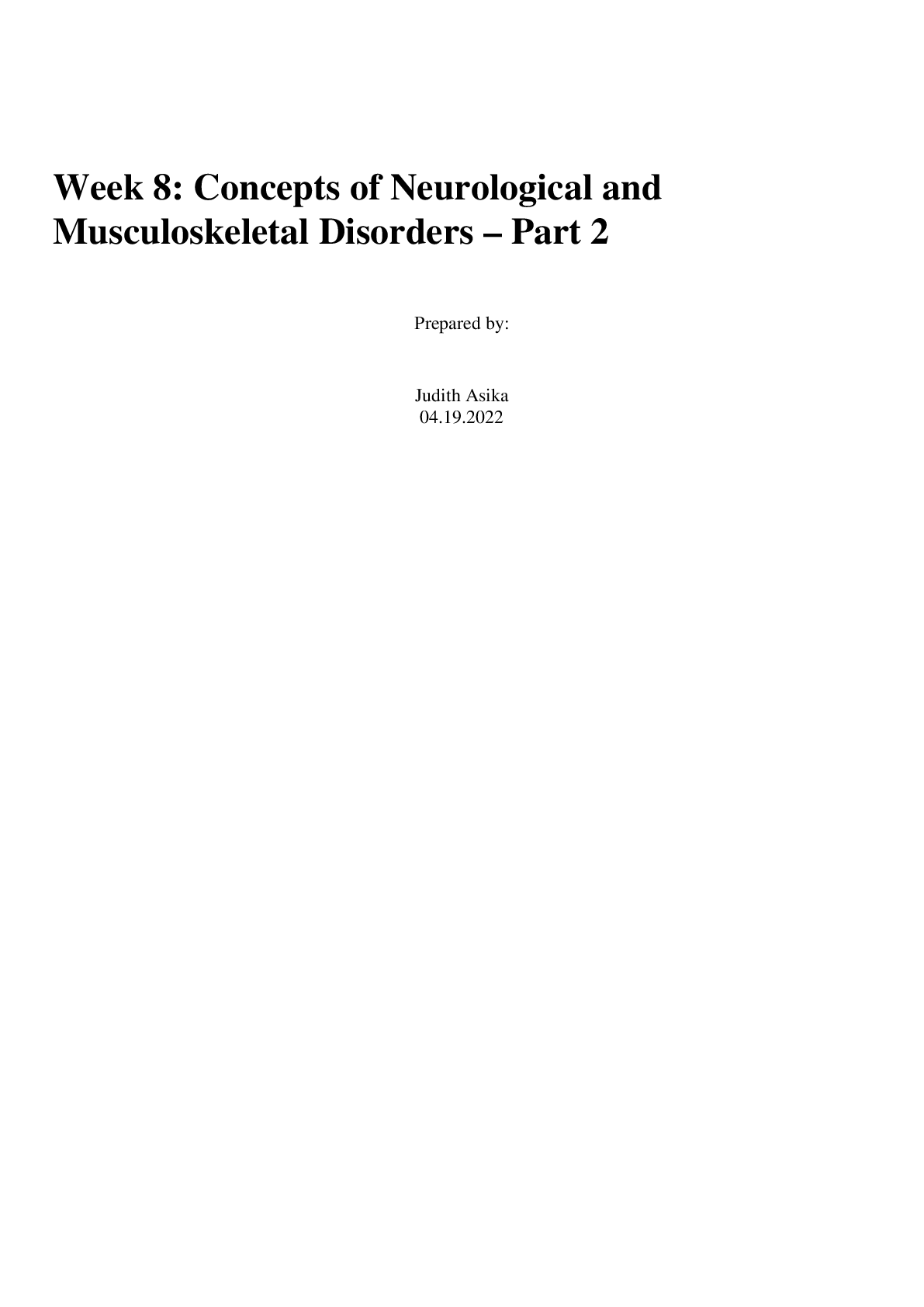 Preview image for NURS 6501N: Advanced Pathophysiology: Week 8: Concepts of Neurological and Musculoskeletal Disorders – Part 2